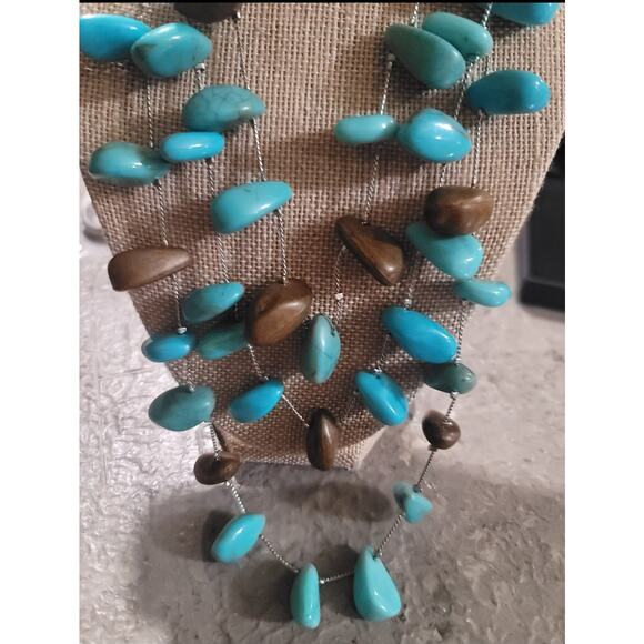 Faux Stone Three Strand Necklace - Picture 1 of 2